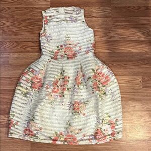 btween Floral Lace Kids Dress - White and Pink